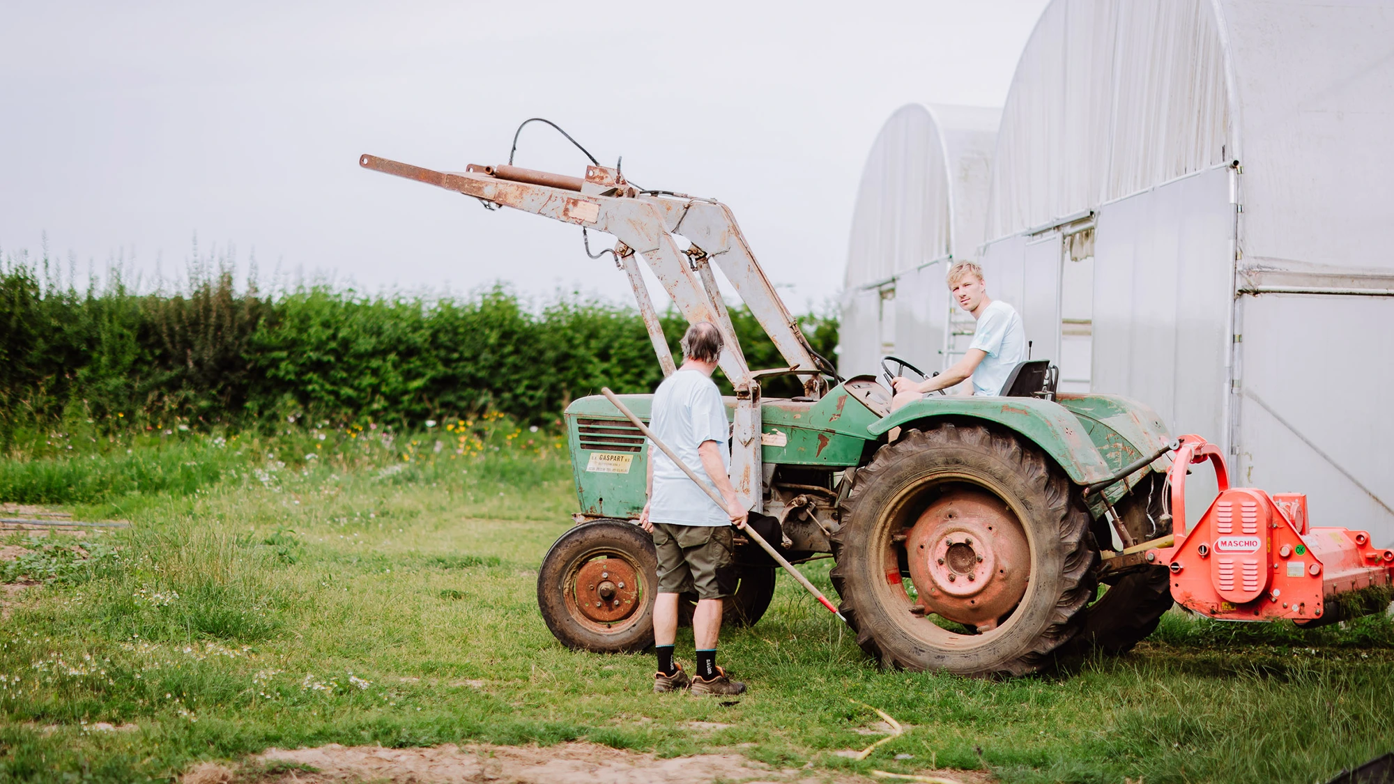 Two farmers on organic farm